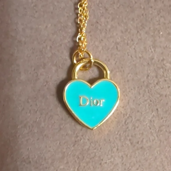 Dior Gold And Tiffany Blue Charm On Gold Chain- Repurposed - Picture 3 of 5